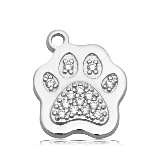 Robins Egg Agate Gemstone Bracelet with Paw CZ Sterling Silver Charm