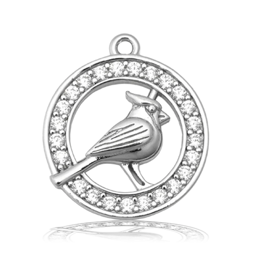 Cherry Jade Gemstone Bracelet with White Cardinal CZ Sterling Silver Charm