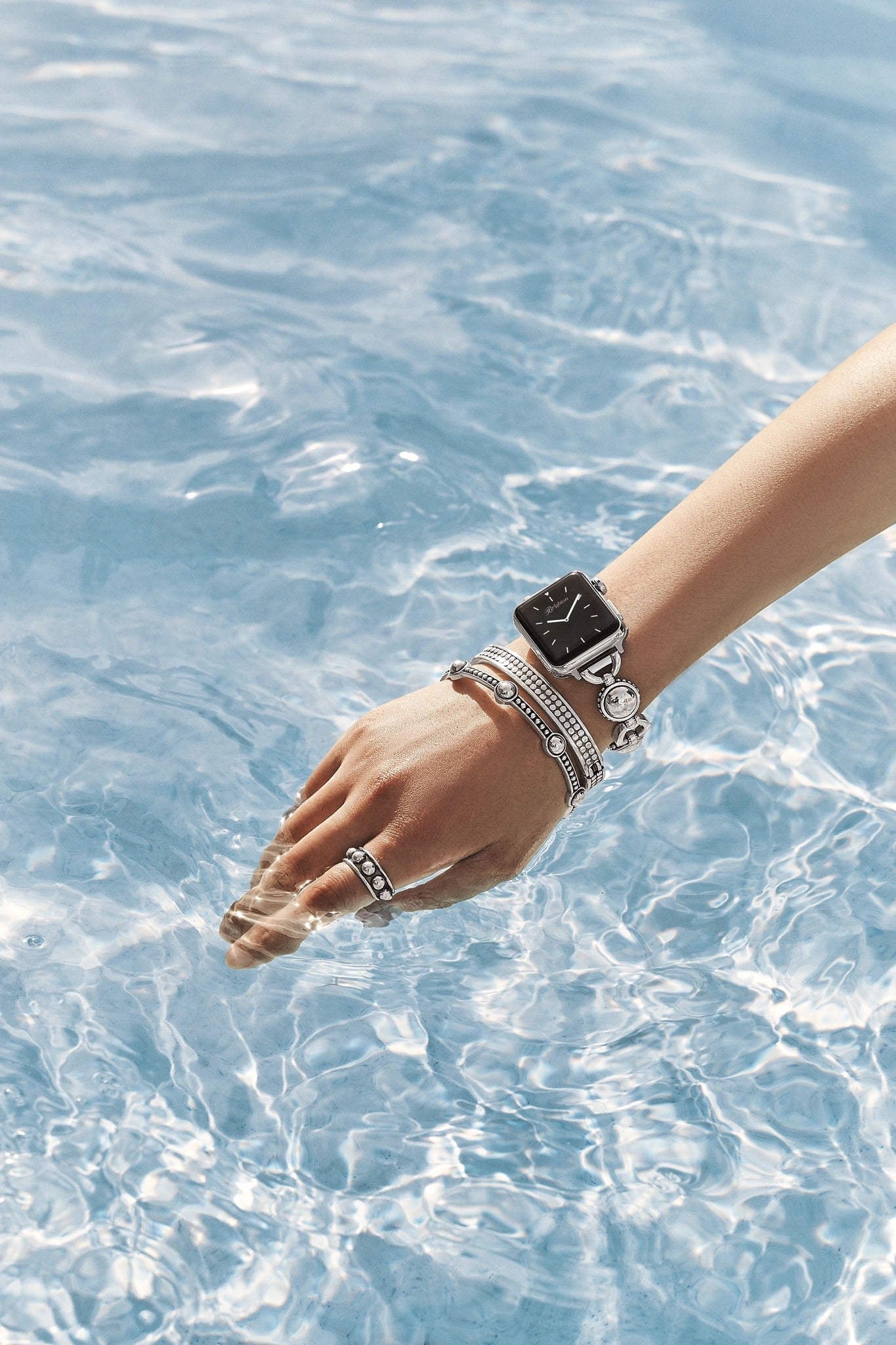 apple watch stainless steel band bracelet stack layered 