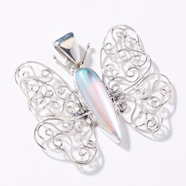 STERLING SILVER BUTTERFLY LUMINITE PENDANT