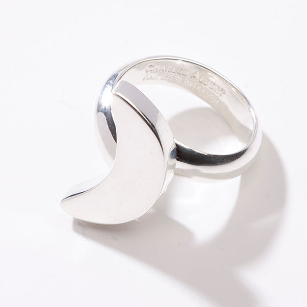 Charles Albert Sterling Silver Petite Crescent Moon Adjustable Ring