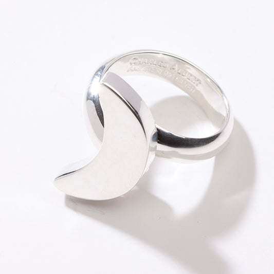 Charles Albert Sterling Silver Petite Crescent Moon Adjustable Ring