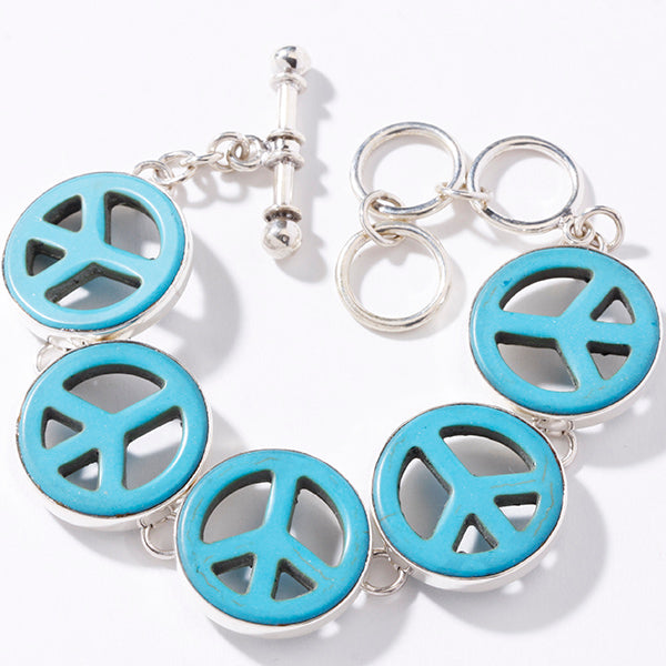 Sterling Silver Turquoise Peace Bracelet
