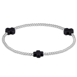 Signature cross sterling pattern 2mm bead bracelet