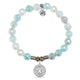 Aqua Agate Gemstone Bracelet with Prayers CZ Sterling Silver Charm