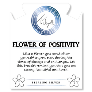Black Moonstone Gemstone Bracelet with Flower of Positivity Sterling Silver Charm