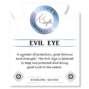 Blue Quartzite Gemstone Bracelet with Evil Eye Sterling Silver Charm