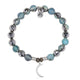 Blue Silver Agate Gemstone Bracelet with Friendship Moon Sterling Silver Charm