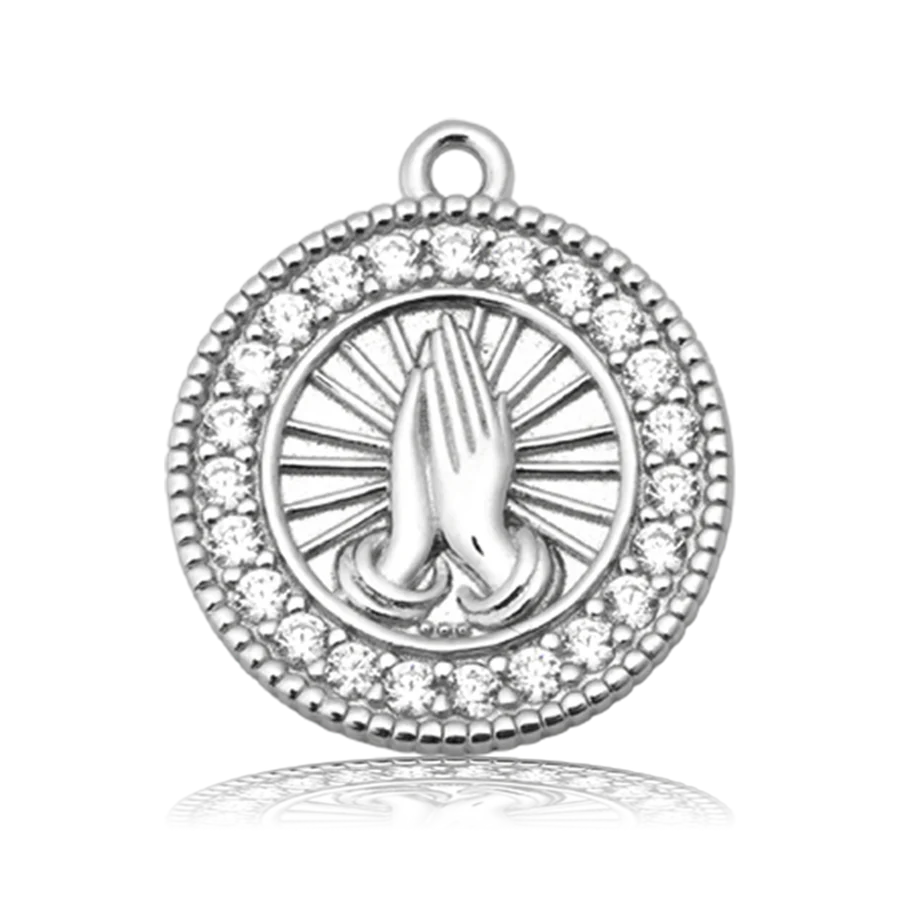 Aqua Agate Gemstone Bracelet with Prayers CZ Sterling Silver Charm