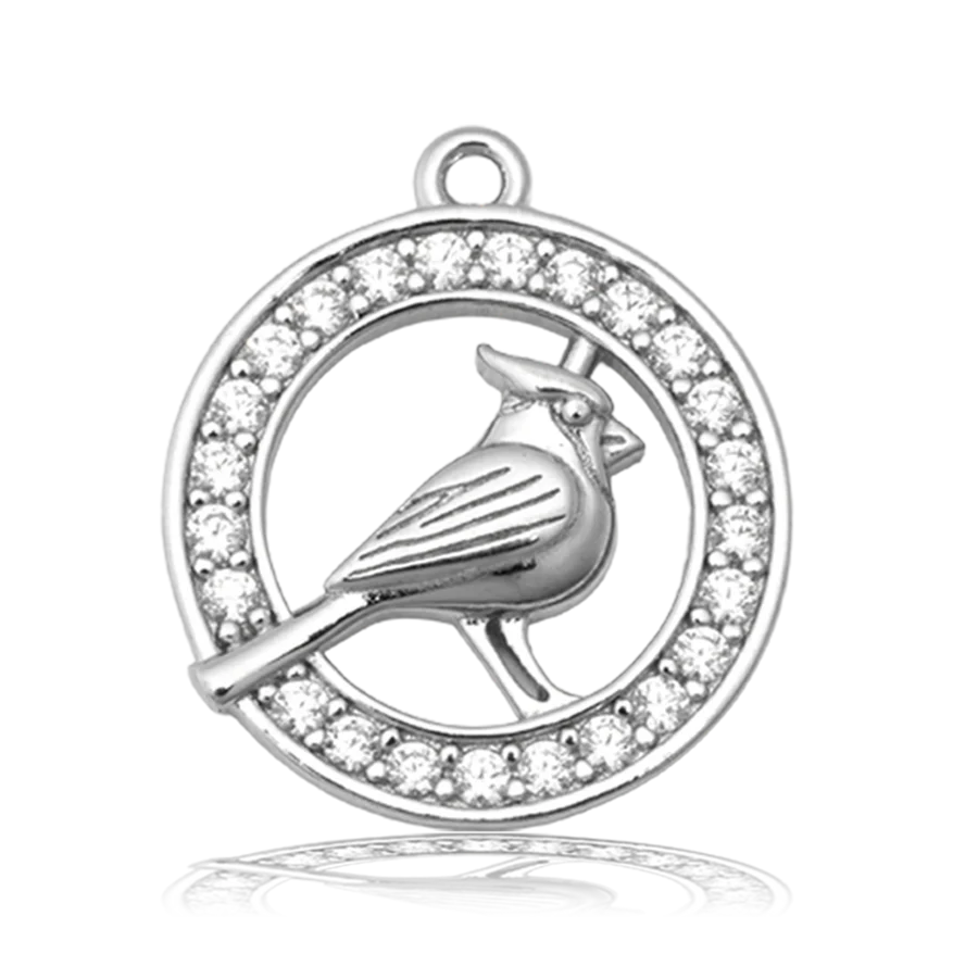 Cherry Jade Gemstone Bracelet with White Cardinal CZ Sterling Silver Charm