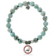 Larimar Gemstone Bracelet with Garnet Cardinal CZ Sterling Silver Charm