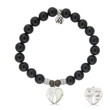 Onyx Stone Bracelet with My Angel Sterling Silver Charm