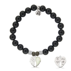 Onyx Stone Bracelet with My Angel Sterling Silver Charm