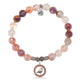 Strawberry Quartz Gemstone Bracelet with Garnet Cardinal CZ Sterling Silver Charm