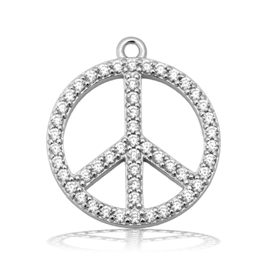 Strawberry Quartz Gemstone Bracelet with Peace CZ Sterling Silver Charm