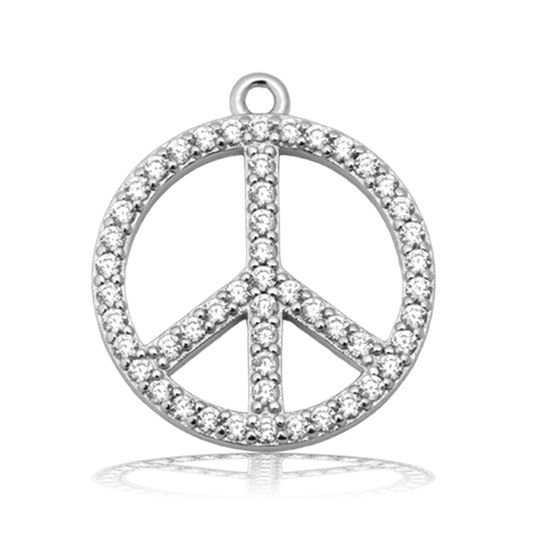 Strawberry Quartz Gemstone Bracelet with Peace CZ Sterling Silver Charm