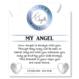 Onyx Stone Bracelet with My Angel Sterling Silver Charm