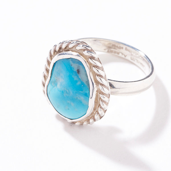 STERLING SILVER SLEEPING BEAUTY TURQUOISE ADJUSTABLE RING
