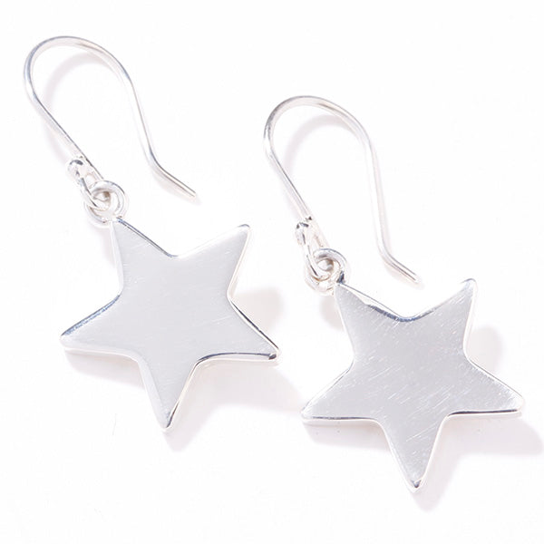 STERLING SILVER STAR DROP EARRINGS